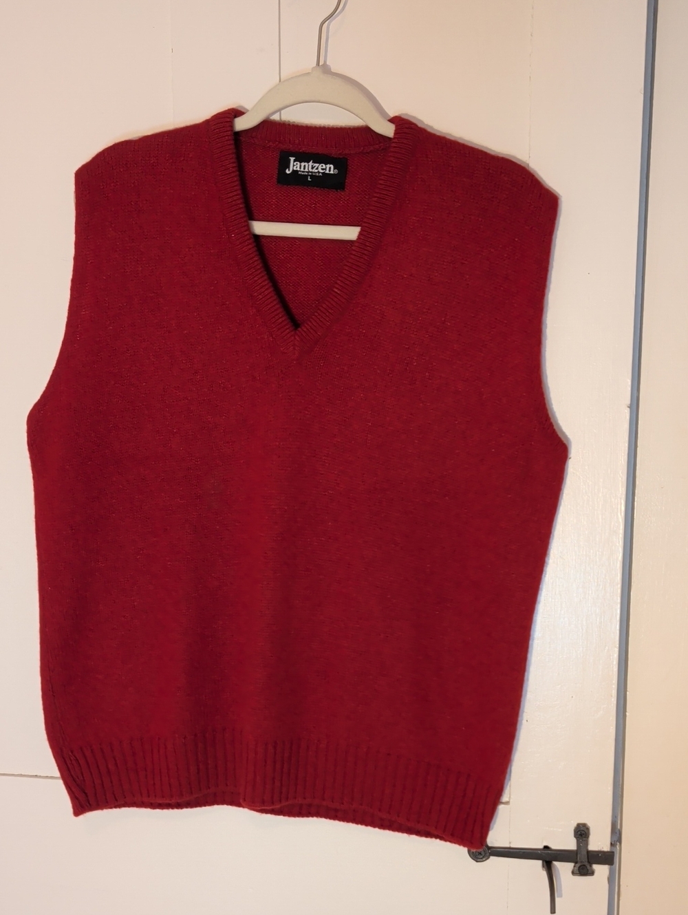 Jantzen Sweater Vest Men’s V-Neck Red Vintage 1970 Wool